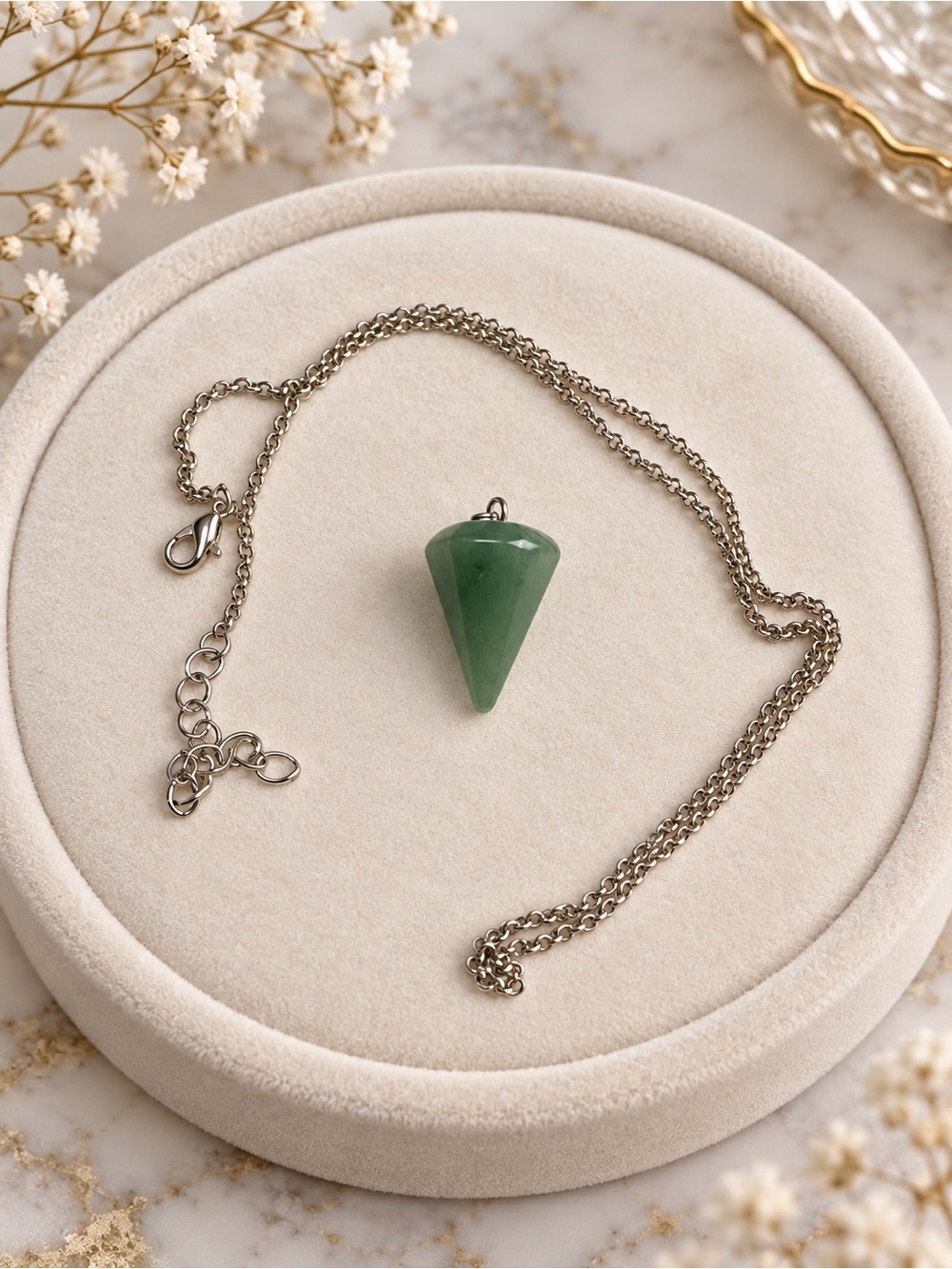 The Eleanor Collection Simulated Jade or Tiger’s Eye Pendulum Necklace 16”
